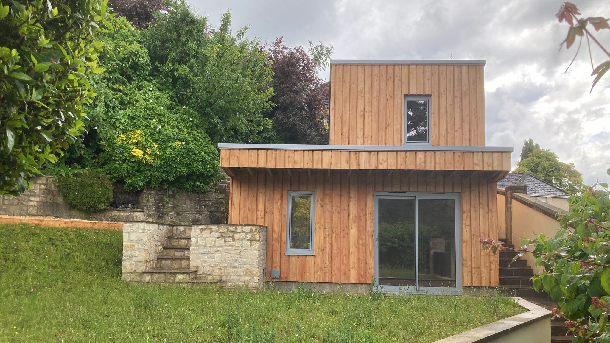 Contemporary outside addition to a house